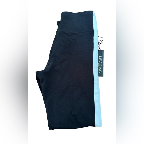 NWT Express black with white strip athletic leggings - Picture 2 of 5